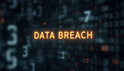 Obraz premium Data Breach, Digital Security Threat Concept, Cybersecurity Incident, Data Breach Alert, Data Vulnerability, Binary Code and Warning Message