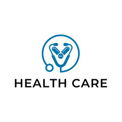 Logo for health care stethoscope. Medical health care logo design.