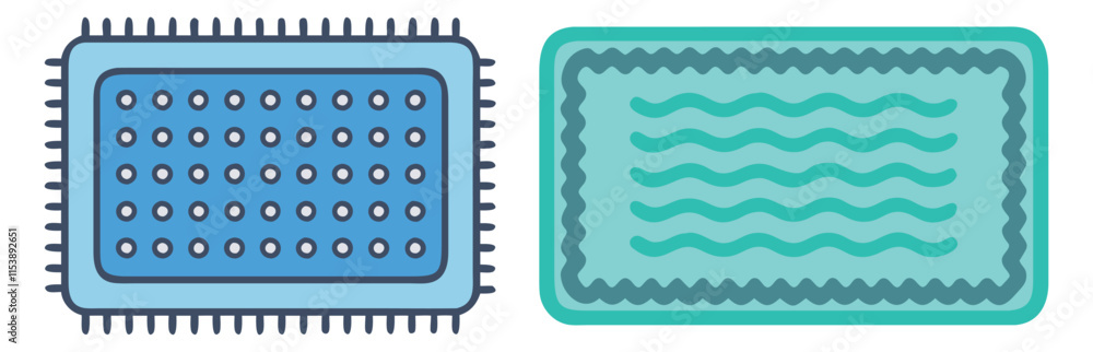 Poster microchip and circuit board illustrations, set of two microchip-style illustrations featuring detail