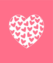 Pink Valentines Day postcard with heart