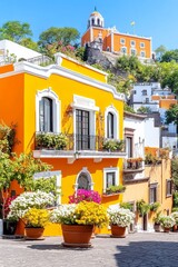 Casas coloridas y vibrantes en la colina bajo el sol dorado del atardecer en Guanajuato
