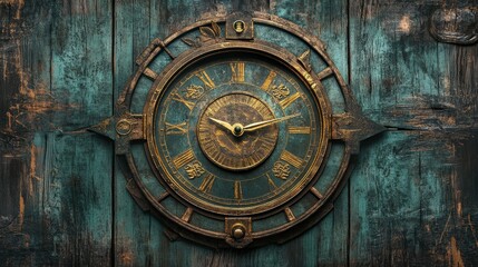 Fototapeta premium Vintage clock and calendar on wood, time concept