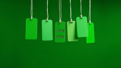 Green Monday Sale Minimalist Price Tags AI Photo