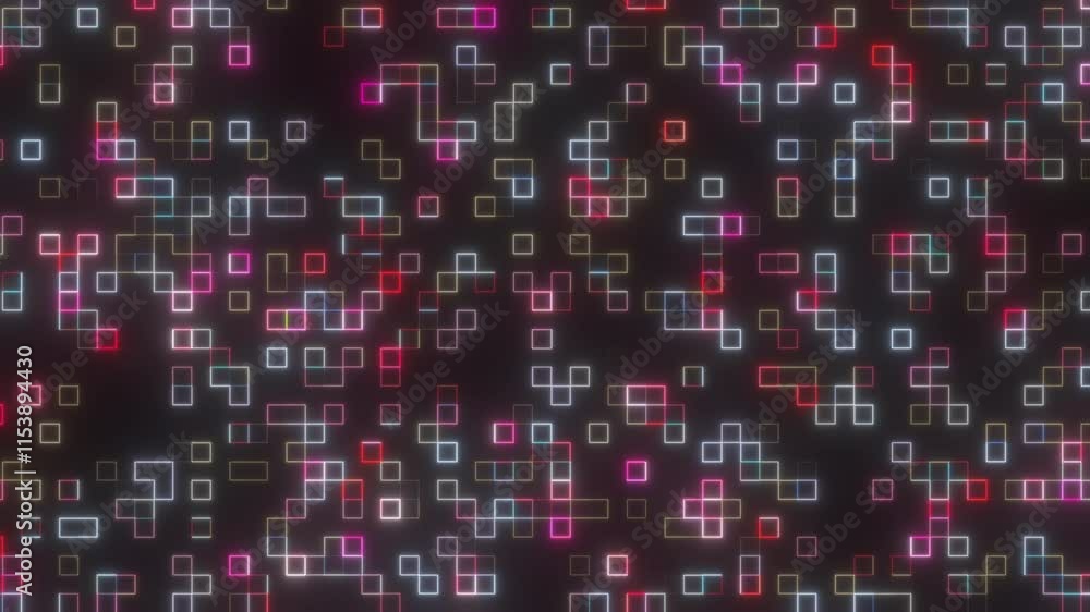 Poster digital neon blocks lines. computer generated