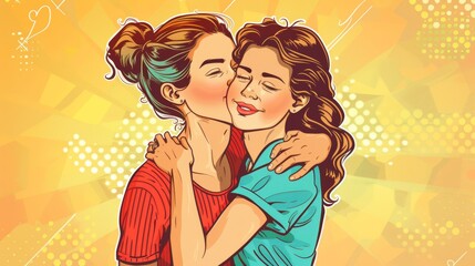 Mother day, cute teen girl hugging mature middle age mum. Love, kiss, care, happy smile enjoy family time. celebrate special occasion, happy birthday, merry Christmas. special day