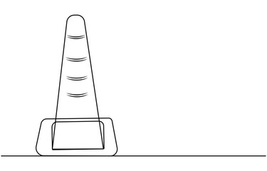 continuous line vector illustration design traffic cone, Road cone continuous one line drawing vector illustration, Traffic cone safety sign icon vector one line continuous drawing