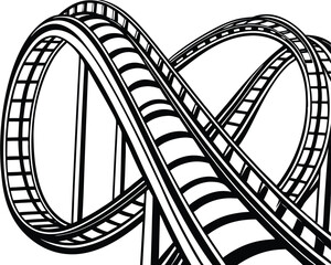 Roller Coaster Track Silhouette Art.High-Speed Roller Coaster Ride Clipart