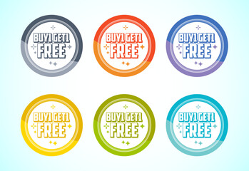Buy one, get one free special offer label. Sale retail business promotion sticker