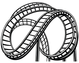 Roller Coaster Track Silhouette Art.High-Speed Roller Coaster Ride Clipart