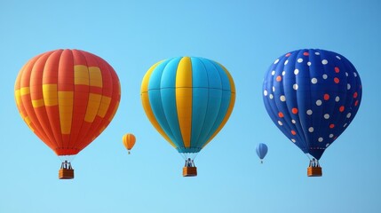 Naklejka premium Colorful hot air balloons Colorful balloons soaring above landscape