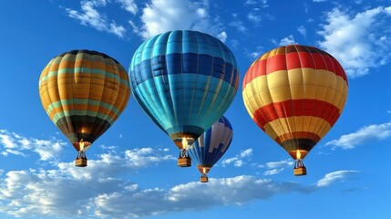 Obraz premium Colorful hot air balloons Bright balloons soaring above landscape