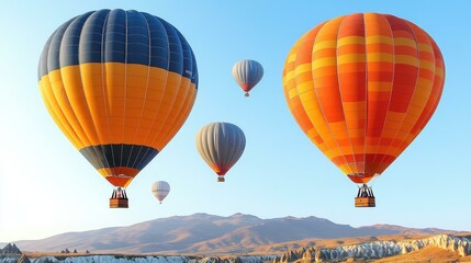 Fototapeta premium Esg fintech heic Squarespace designer Martech saas Thumbnail Wp rocket Telegram channel Tunetank Viator Internxt Colorful hot air balloons Bright soaring above landscape