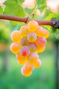 Vides cargadas de uvas maduras resaltan en un vi&ntilde;edo durante la temporada de cosecha