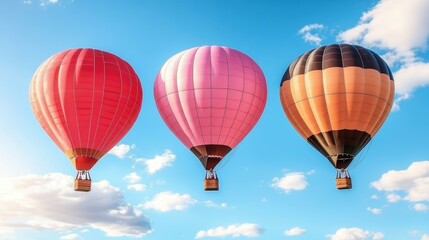 Fototapeta premium Colorful hot air balloons Bright balloons soaring above landscape