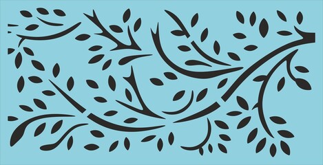 Branch and Leaves Decorative Panel Design for Laser Cutting - Vector Template