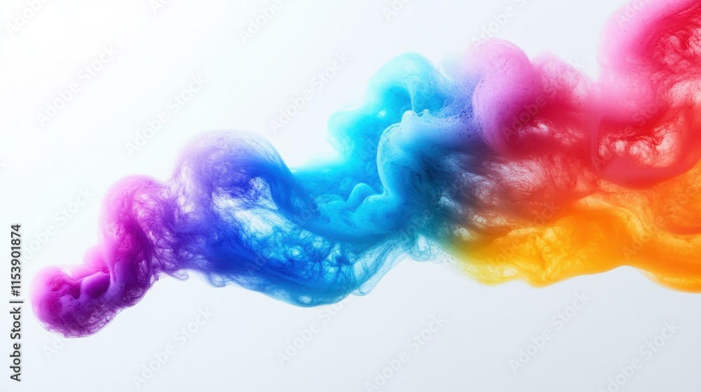 Aufkleber vibrant multicolor ink clouds swirling in light background abstract pattern for artistic design crea