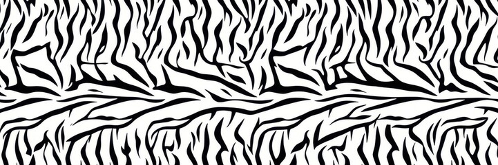 White and black seamless tiger stripe pattern, repeating texture, white, surface