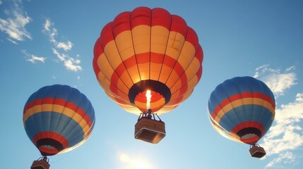 Fototapeta premium heic Thumbnail Squarespace designer NFT Marketing Wellness retreat Esg etf Telegram channel Wayflyer Internxt Viator Colorful hot air balloons floating in sky at sunset, adventure travel experience, 