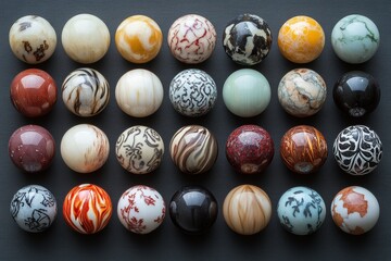 Collection of Ornate Marbled Spheres