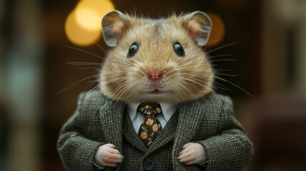 A Dapper Hamster in a Tweed Suit