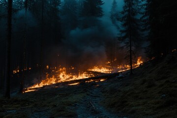 Forest Fire at Night