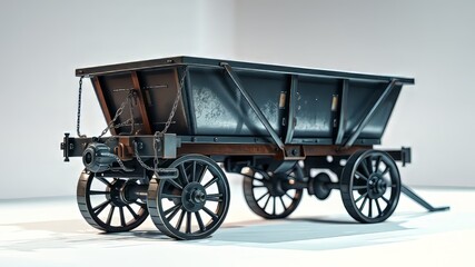 Metal Mine Cart - Realistic AI Photo, High-Quality, Detailed, Bright, Isolated