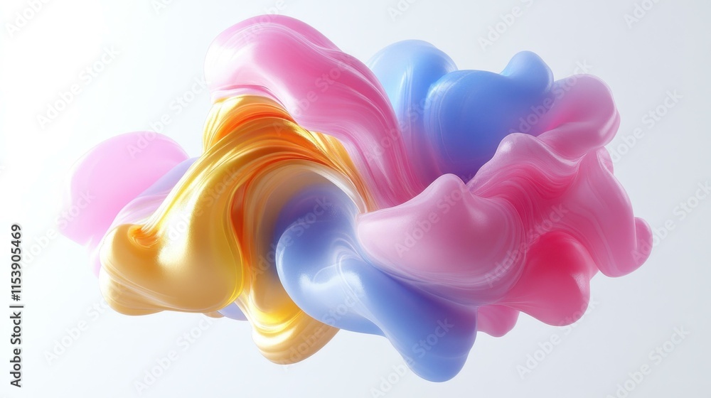 Poster abstract colorful fluid shapes with smooth gradients floating, artistic digital background for desig