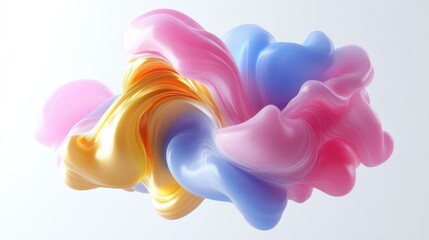 Abstract colorful fluid shapes with smooth gradients floating, artistic digital background for design, presentation, creativity, modern decoration, pastel tones, soft lighting, white space