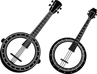 Banjo Silhouette Vector Illustration Design 