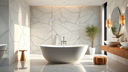 Fototapeta premium Modern Freestanding Bathtub Mockup - Luxury Bathroom Design