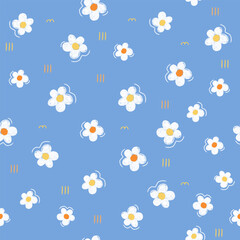 Cute hand drawn flower seamless pattern.