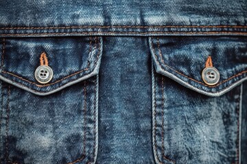 Close-up of Denim Jacket Pockets and Buttons