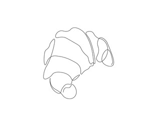 Continuous one line drawing of croissant. One line drawing illustration of croissant food. French food concept single line. Editable outline