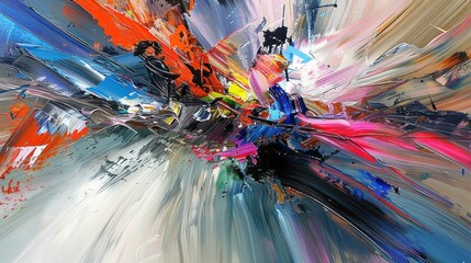 Fototapeta premium Abstract colorful impasto painting.