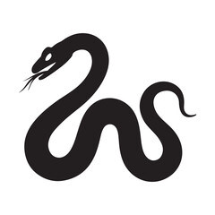 Black Silhouette of a Snake in Minimalist Design