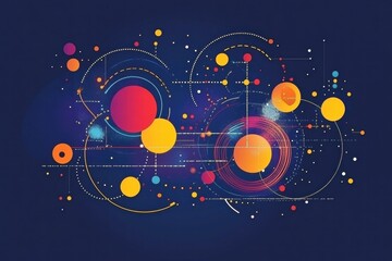 Obraz premium Abstract Cosmic Composition Vibrant Circles and Lines