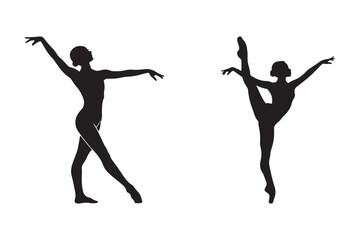 Graceful Female Dance Poses Illustration in Black Silhouette