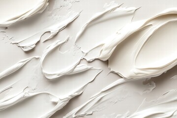 Abstract White Cream Swirls on Beige Background