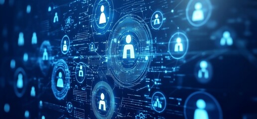 Obraz premium Digital network representation of user connections and data flow.