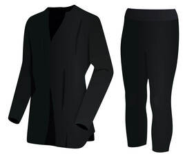 Long sleeve  t shirt and pants. side view. vector