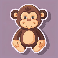 Obraz premium Cute Cartoon Monkey Sticker Illustration