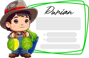 Message box with details The program ends with a boy holding a durian.