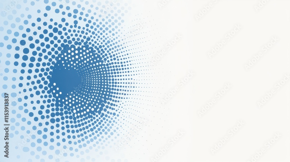 Poster a blue dotted pattern fades into a light background, creating a modern, abstract design ideal for di