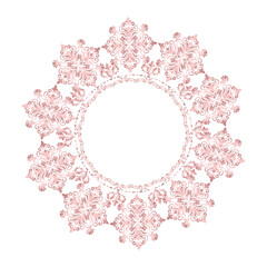 Damask Round Wreath rose gold circular ornament flower Abstract pattern, Classic Victorian traditional style, illustration Vintage Design, Floral frames, Mandala border, Antique, Moroccan frame