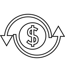 Cash conversion, cash flow, cash management icon