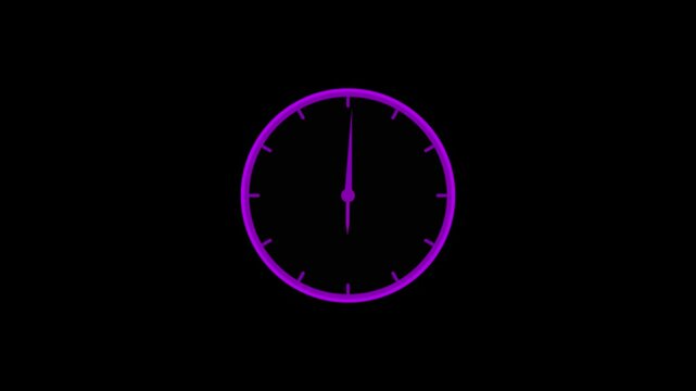  Clock icon vector animation with clock face on black background