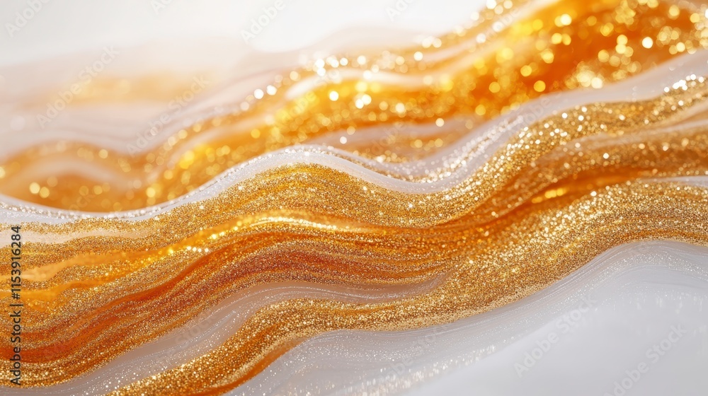 Aufkleber shimmering golden ribbons with a sparkling texture create a luxurious and vibrant visual effect on a