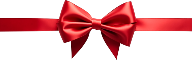  Red Ribbon and bow on a transparent white background.