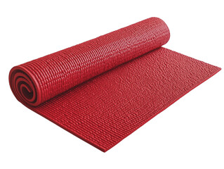 Half Folded Red Yoga Mat Isolated On Transparent Background, perfect for fitness themed designs, product mockups, and wellness promotion