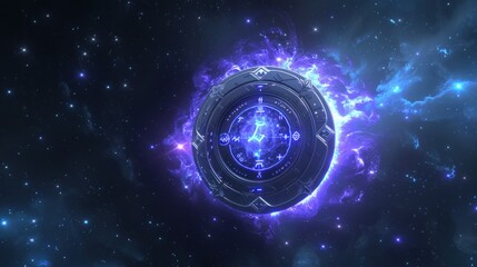 Obraz premium Futuristic glowing disc in space.